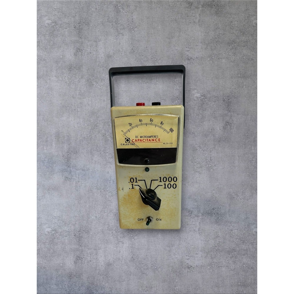 Calectro Capacitance Meter DI-910 Analog DC Microamperes Cream Vintage Japan